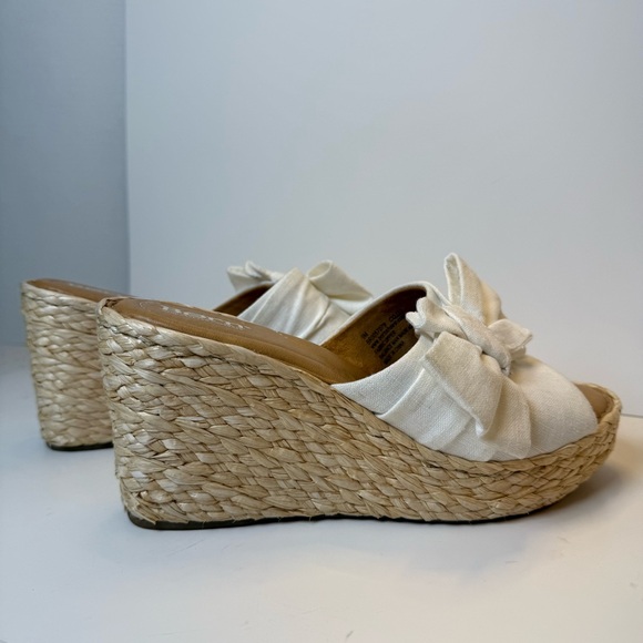 Børn Adalia Raffia Platform Wedge Sandals Ivory Bow Womens Size 9M - Picture 3 of 12